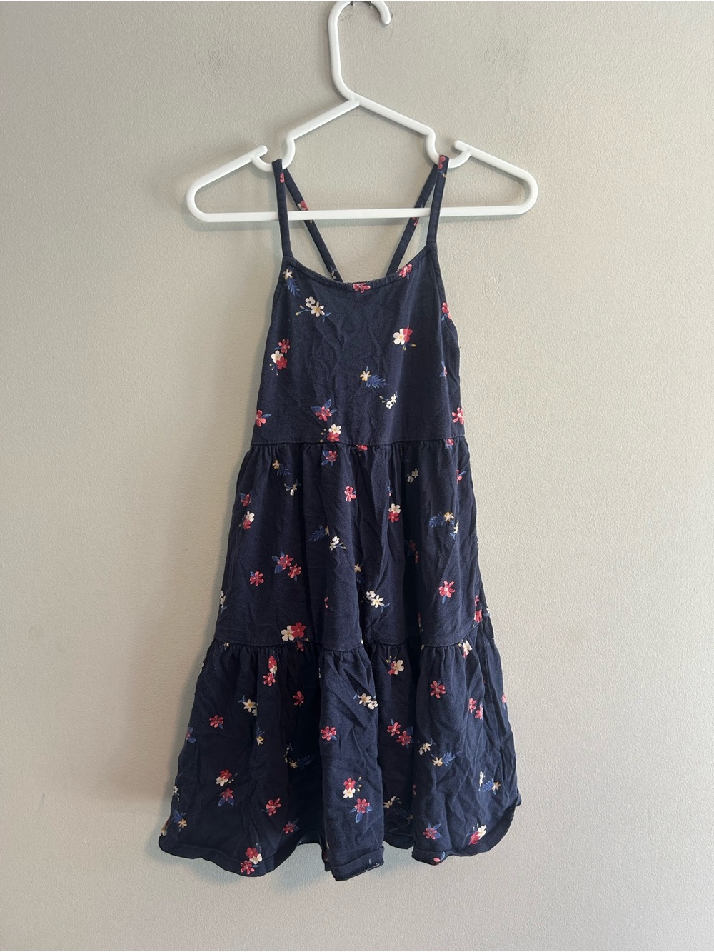 Old navy 4t Navy Floral Tiered cross back spaghetti strap dress